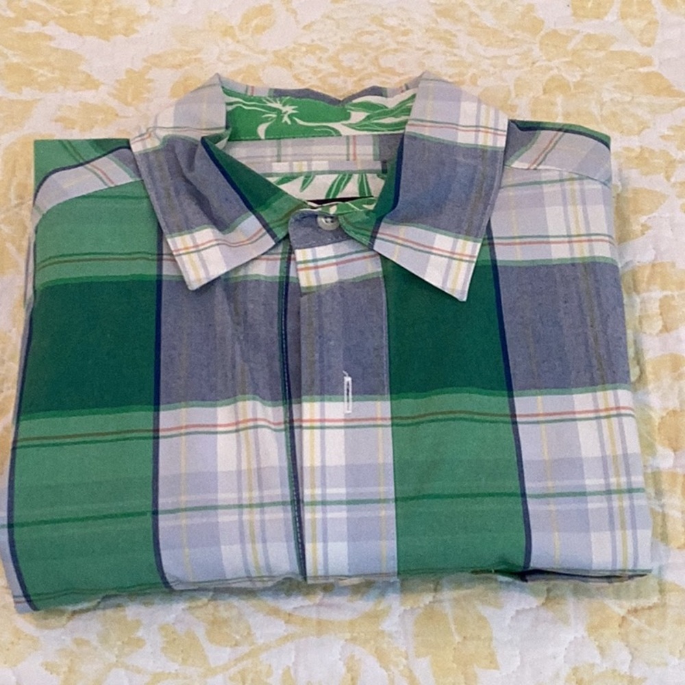 Green and Blue Plaid Men's Shirt